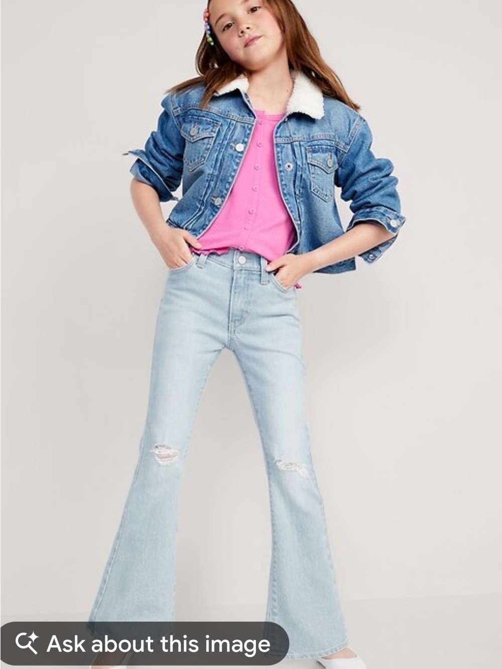 Old Navy Light Blue Flare Jeans with Knee Distressed NWT Sz 6